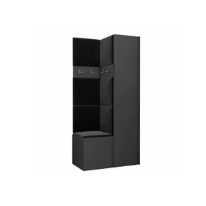 Cuier Hol Luca 8, grafit cu tapiterie gri inchis, 188 x 82 x 44 cm