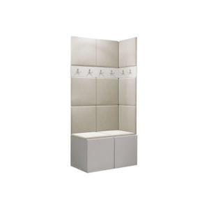 Cuier Hol Luca 9, alb cu tapiterie bej, 188 x 84 x 45.6 cm