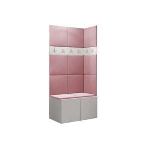 Cuier Hol Luca 9, alb cu tapiterie roz, 188 x 84 x 45.6 cm