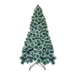 Brad artificial de Craciun cu varfuri albe NOVOKIDS PineTree, Cu ace lungi, Coroana bogata, Inaltime 150 cm, Suport inclus, Pom de Craciun, Ecologic, Alb cu Verde