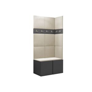 Cuier Hol Luca 9, grafit cu tapiterie bej, 188 x 84 x 45.6 cm