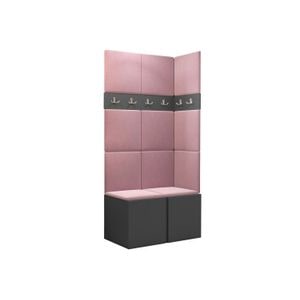 Cuier Hol Luca 9, grafit cu tapiterie roz, 188 x 84 x 45.6 cm