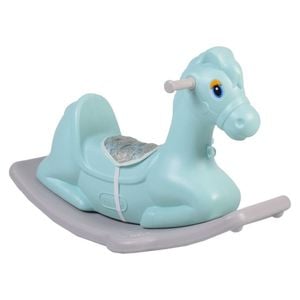 Calut balansoar pentru copii NOVOKIDS Napoleon Horsee , Cu jucarie muzicala detasabila, Platforma de balansare, Dimensiuni 80x50x40 cm, max 50 kg, Model Calut , Albastru