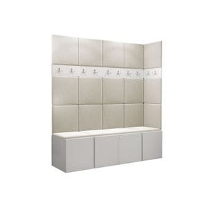 Cuier Hol Luca 12, alb cu tapiterie bej maro, 188 x 168 x 45.6 cm