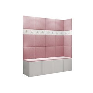 Cuier Hol Luca 12, alb cu tapiterie roz, 188 x 168 x 45.6 cm