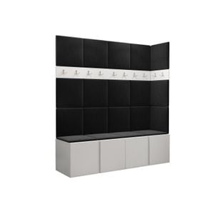 Cuier Hol Luca 12, alb cu tapiterie neagra, 188 x 168 x 45.6 cm