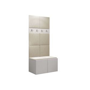 Cuier Hol Luca 10, alb cu tapiterie bej, 84 x 45.6 x 188 cm