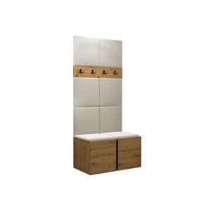 Cuier Hol Luca 10, artisan cu tapiterie bej, 188 x 84 x 45.6 cm