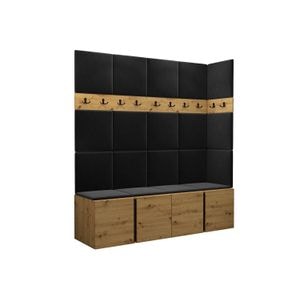 Cuier Hol Luca 12, artisan cu tapiterie negru 188 x 168 x 45.6 cm