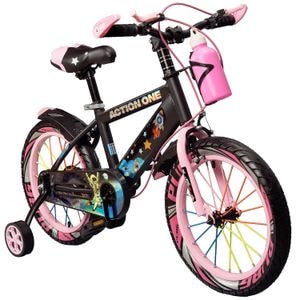 Bicicleta copii ACTION ONE Super Nova II, 6-9 ani, roti ajutatoare, bidon pentru apa in suport, roata 20", roz