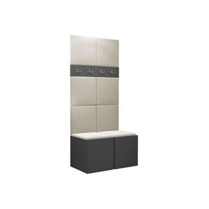 Cuier Hol Luca 10, grafit cu tapiterie bej, 188 x 84 x 45.6 cm