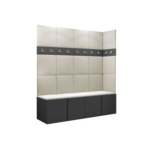 Cuier Hol Luca 12, grafit cu tapiterie bej, 188 x 168 x 45.6 cm