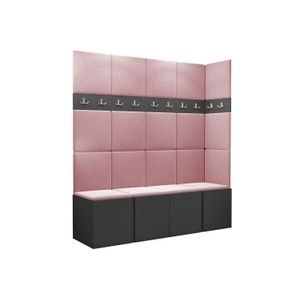 Cuier Hol Luca 12, grafit cu tapiterie roz, 188 x 168 x 45.6 cm