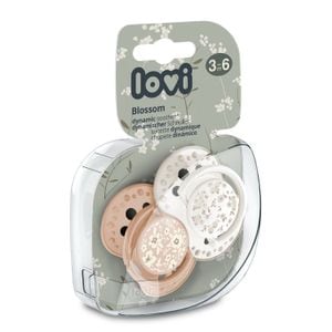 Suzeta silicon Dynamic Lovi, Blossom 3-6 luni, 2 bucati,  ivory