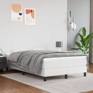 Saltea de pat vidaXL, cu arcuri, 120x200x20 cm, piele ecologica, alb