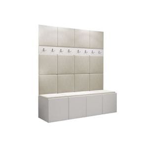 Cuier Hol Luca 13, alb cu tapiterie bej, 188 x 168 x 45.6 cm