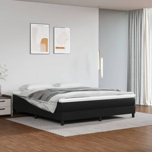 Saltea de pat vidaXL, cu arcuri, negru, 180x200x20 cm, piele ecologica, fermitate medie