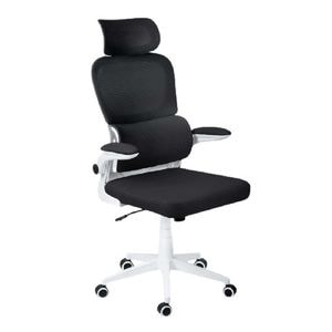 Scaun de birou, microplasa, stil modern, inaltime reglabila, suport ergonomic conturat pentru coloana lombara, tetiera reglabila, functia de balansare, negru