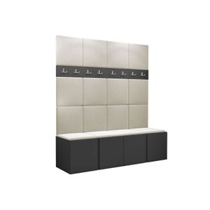 Cuier Hol Luca 13, grafit cu tapiterie bej, 188 x 168 x 45.6 cm