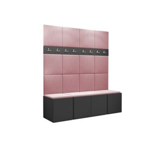 Cuier Hol Luca 13, grafit cu tapiterie roz, 188 x 168 x 45.6 cm