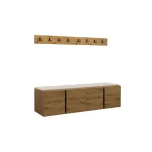 Cuier Hol Luca 14, artisan cu tapiterie bej, 168 x 46 cm