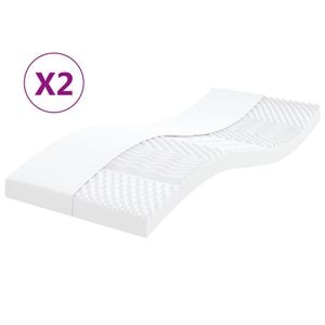 Set saltele vidaXL, din spuma, 2 buc, alb 80 x 200 cm, 7 zone, duritate 20 ILD, fermitate medie
