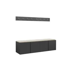 Cuier Hol Luca 14, grafit cu tapiterie bej, 168 x 46 cm