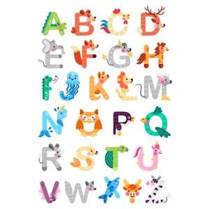 Sticker decorativ - Alfabet colorat, 125 x 105 cm