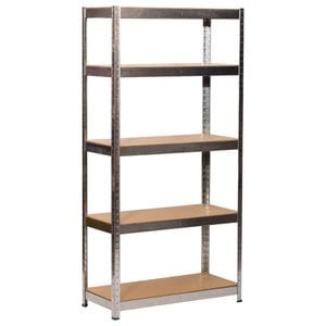 Raft metalic depozitare, Q DECOR, 5 polite MDF, Budget, 180x70x30 cm, cadru metalic galvanizat, max 150 Kg/polita