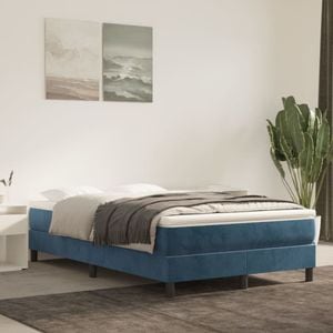 Saltea vidaXL, de pat cu arcuri, 120 x 200 x 20 cm, catifea, albastru inchis