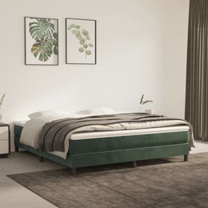 Saltea de pat vidaXL, cu arcuri, verde Inchis, 180x200x20 cm, catifea, fermitate medie