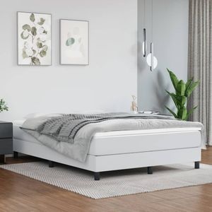 Saltea de pat vidaXL, cu arcuri, alb, 140x190x20 cm, piele ecologica, fermitate medie