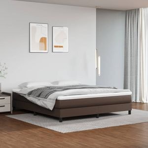 Saltea de pat vidaXL, cu arcuri, maro, 180x200x20 cm, piele ecologica, fermitate medie
