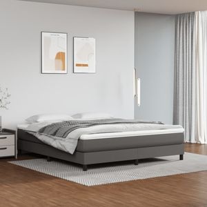 Saltea de pat vidaXL, cu arcuri, gri, 160x200x20 cm, piele ecologica, fermitate medie