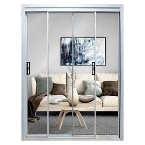 Usa dubla glisanta de interior Novo Doors ND300, termopan, geam transparent, cadru aluminiu, kit complet, Toc 14 cm inclus, 140x200 cm