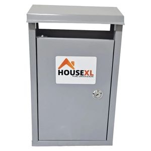 Cutie postala metalica cu 2 chei HouseXL MailBox, Pentru interior si exterior, 37X22X10 cm, Vopsita in camp electrostatic, Tabla groasa, Model dreptunghiular, Gri deschis