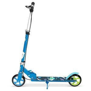 Trotineta copii RICOKIDS, ghidon din fier, reglabil, 64.5-84.6 cm, roti din cauciuc PU, frana de mana-frana de picior, 3-8 ani, imprimeu spatiu cosmic, albastru