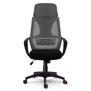 Scaun de birou DacEnergy, tapiterie micro-plasa, cotiere din plastic, reglarea inaltimii si tetiera, roti duble, cauciucate, forma ergonomica, gri