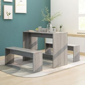 Set mobilier de bucatarie vidaXL, 3 piese, stejar sonoma gri, PAL