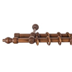 Galerie dubla lemn masiv Filigrano, nuanta nuc, 120 cm - kit complet