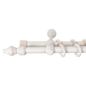 Galerie dubla lemn masiv Filigrano, nuanta alb-antic, 360 cm - kit complet