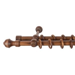 Galerie dubla lemn masiv Ares, nuanta nuc, 280 cm - kit complet
