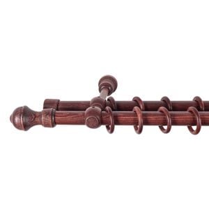Galerie dubla lemn masiv Ares, nuanta mahon, 280 cm - kit complet