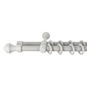 Galerie dubla lemn masiv Ares, nuanta gri-antic, 360 cm - kit complet