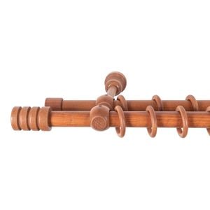 Galerie dubla lemn masiv Pisa, nuanta cires, 280 cm - kit complet