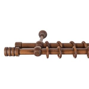 Galerie dubla lemn masiv Pisa, nuanta nuc, 240 cm - kit complet