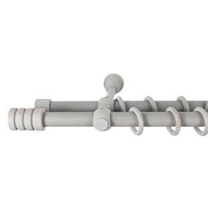 Galerie dubla lemn masiv Pisa, nuanta gri-antic, 360 cm - kit complet