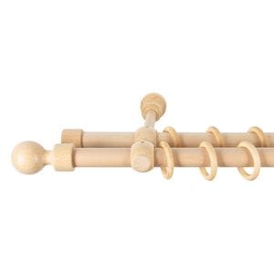 Galerie dubla lemn masiv Giro, nuanta natur, 240 cm - kit complet