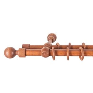 Galerie dubla lemn masiv Giro, nuanta cires, 200 cm - kit complet