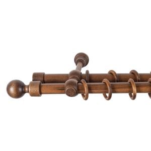 Galerie dubla lemn masiv Giro, nuanta nuc, 400 cm - kit complet